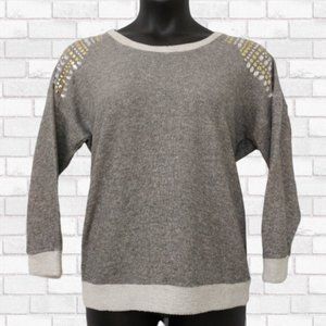 Katie K Gray Jewel Shoulder Top – Size L